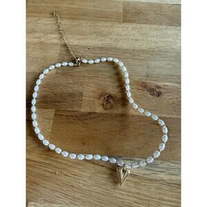 Heart Pendant Pearl Choker Necklace